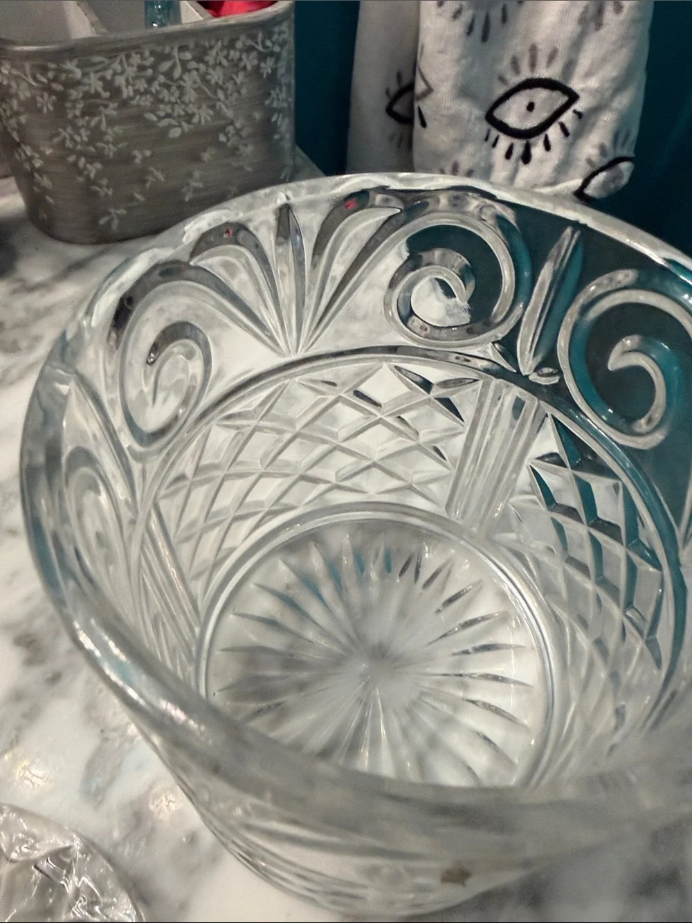 Crystal Cut Glass Lidded Jar - Clear
